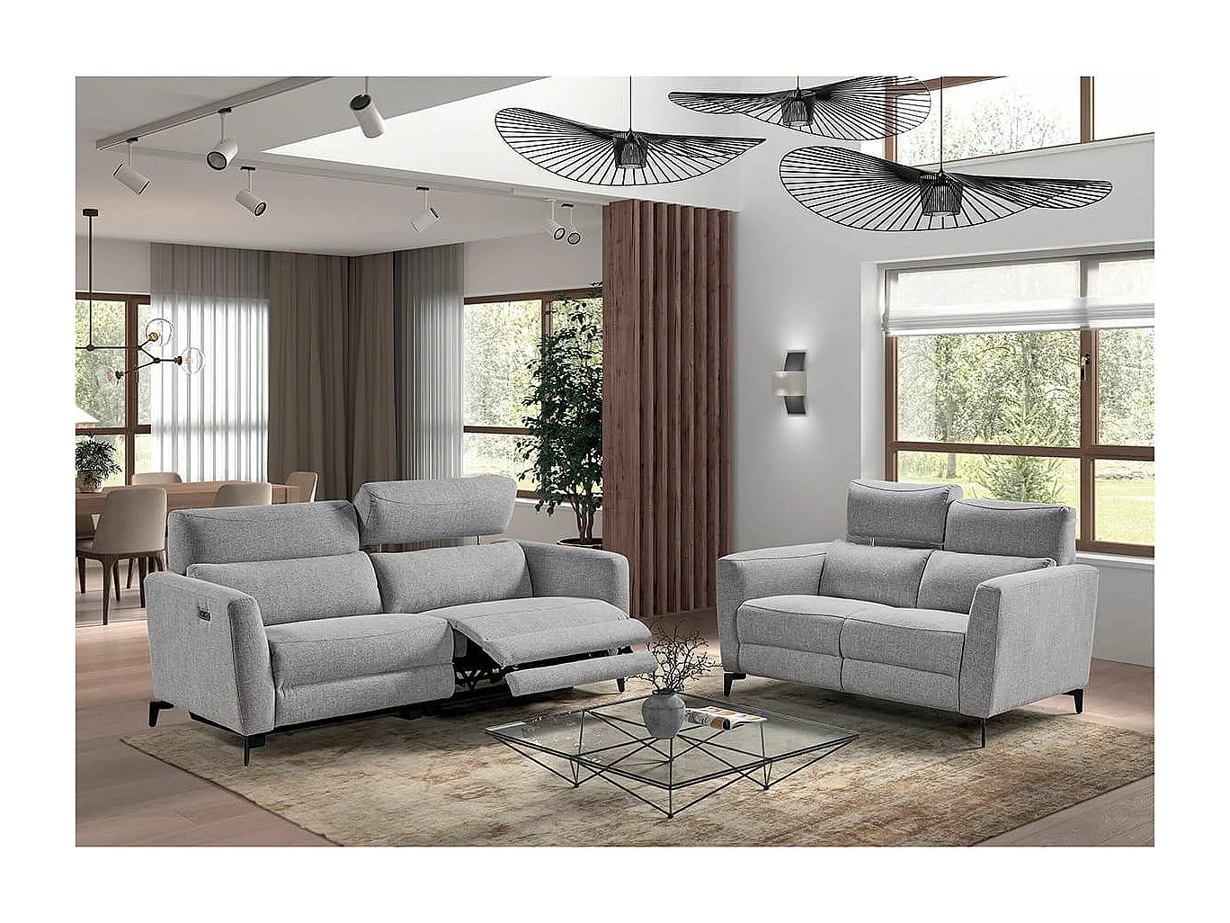 MUMBAI - Canapé Fixe 2 Places Gris Foncé