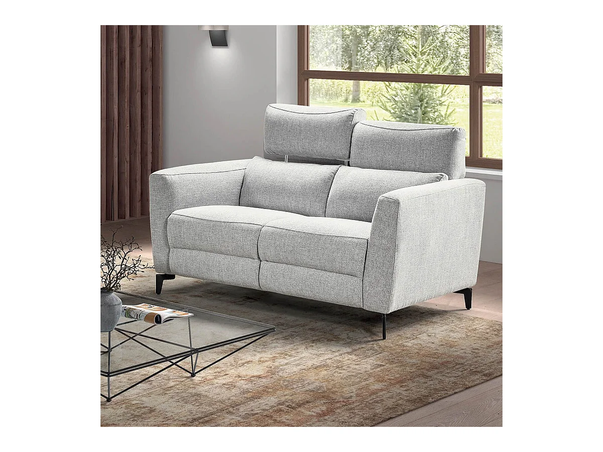 MUMBAI - Canapé Fixe 2 Places Gris Clair