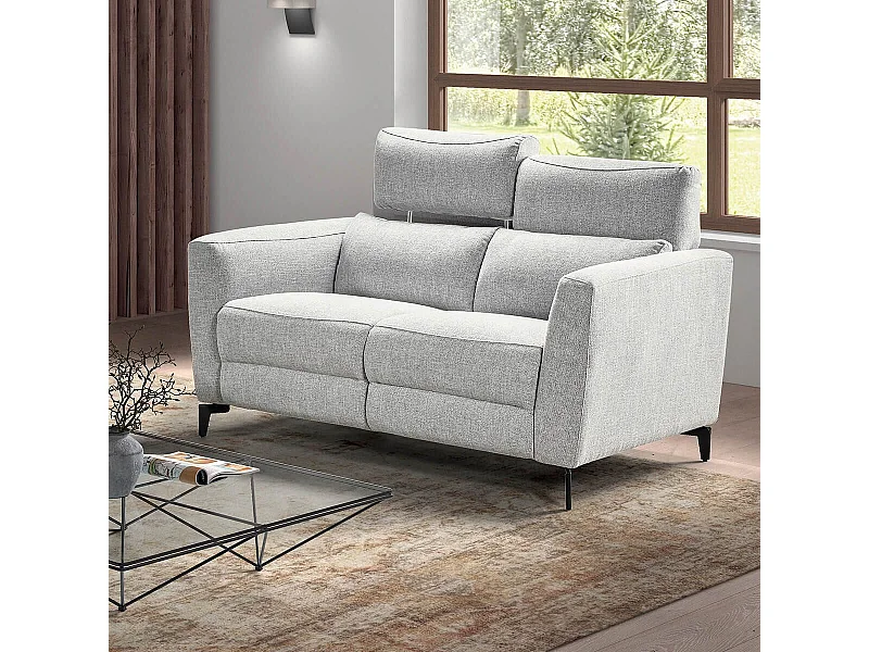 MUMBAI - Canapé Fixe 2 Places Gris Clair