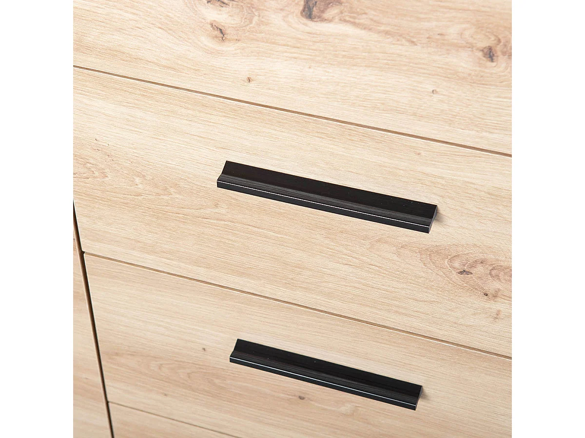 OCTOBER - Commode 1 Porte 4 Tiroirs Gris et Effet Bois