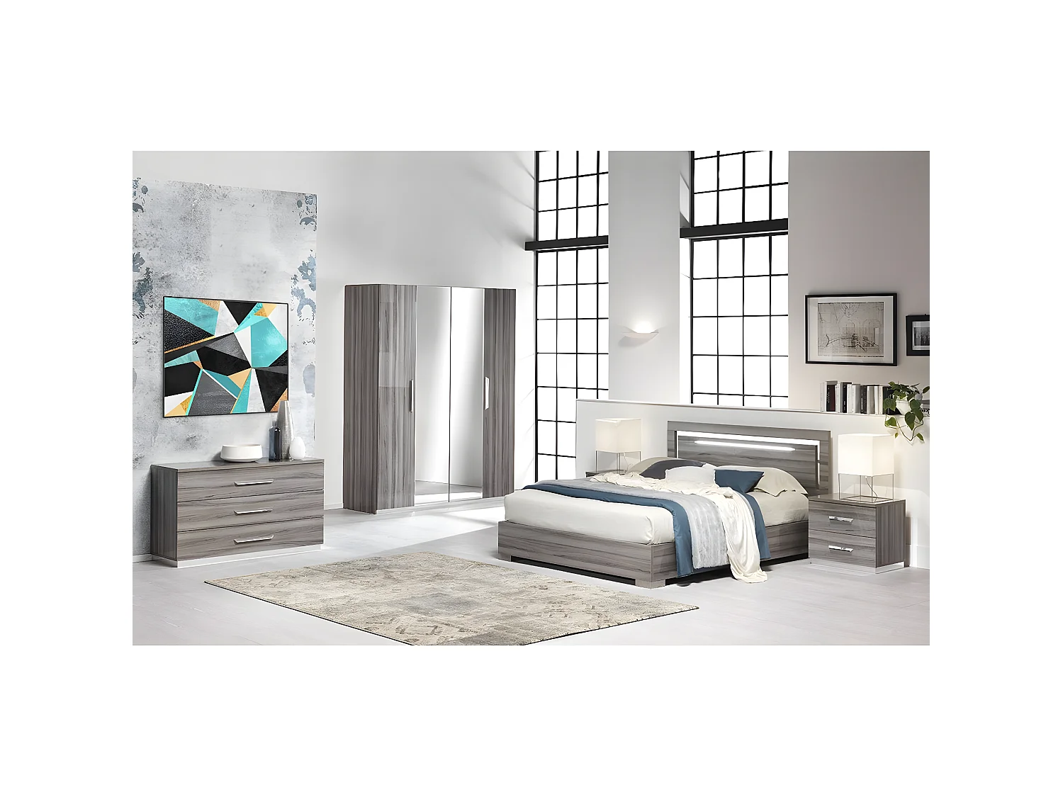 BETTY - Commode 3 Tiroirs avec Poignées Chromées