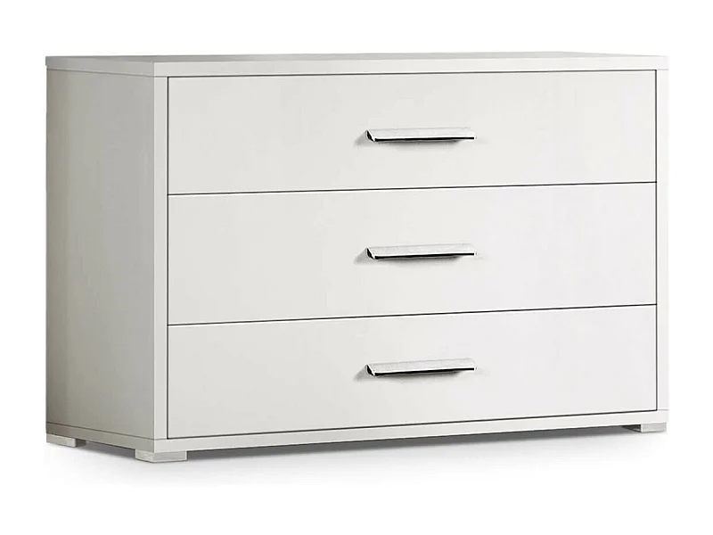 IZIA BLANCHE - Commode 3 Tiroirs Façades Blanches
