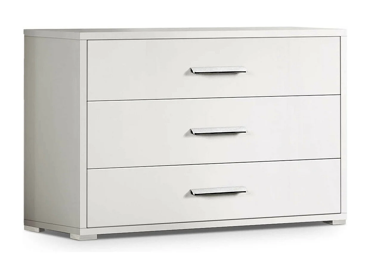 IZIA BLANCHE - Commode 3 Tiroirs Façades Blanches