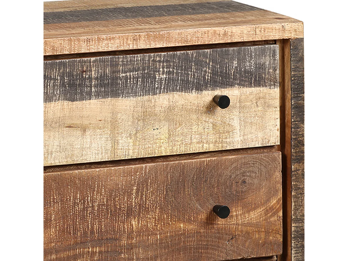 ODILON - Commode 3 Tiroirs Acier et Bois Massif