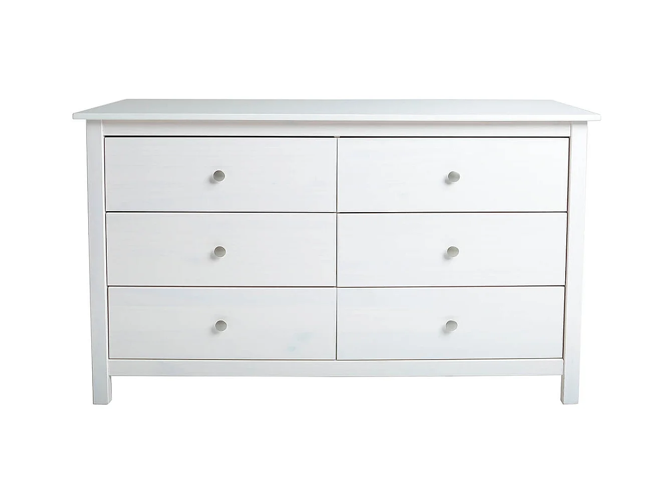 FRED - Commode 6 Tiroirs Bois Massif Coloris Blanc