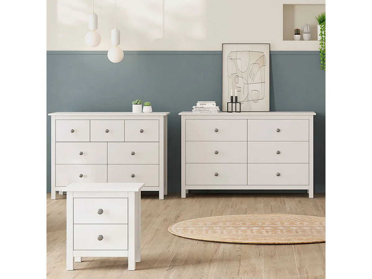 FRED - Commode 6 Tiroirs Bois Massif Coloris Blanc