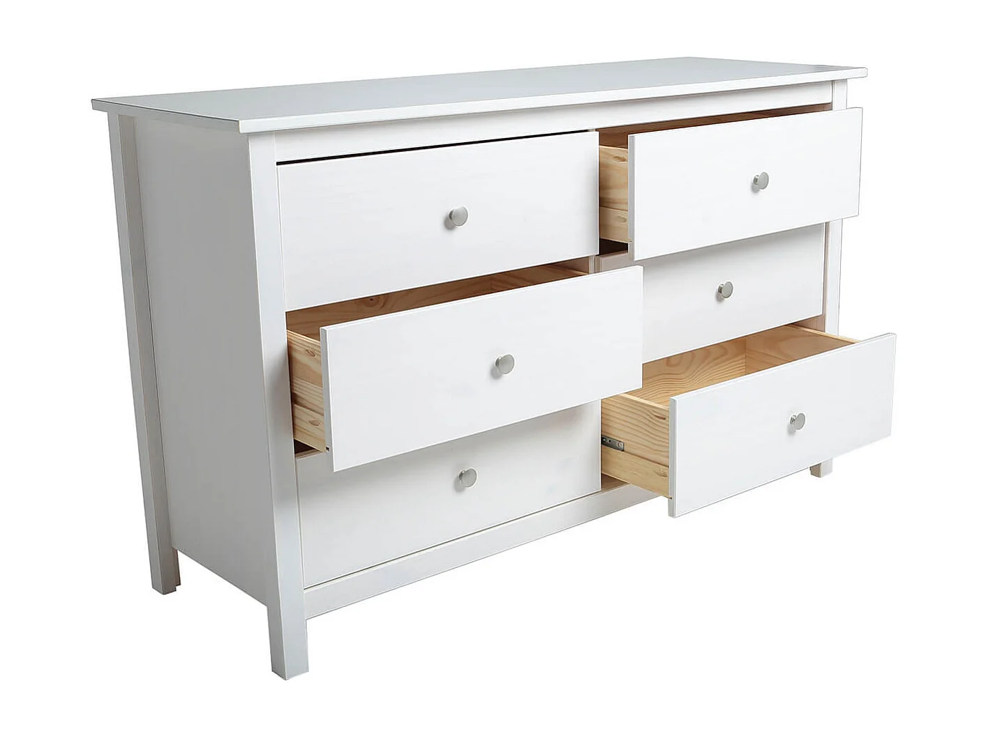 FRED - Commode 6 Tiroirs Bois Massif Coloris Blanc