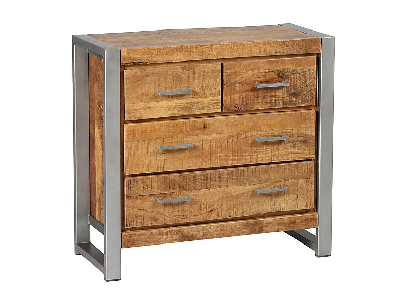 PALISSA - Commode 4 Tiroirs Bois et Acier Patiné