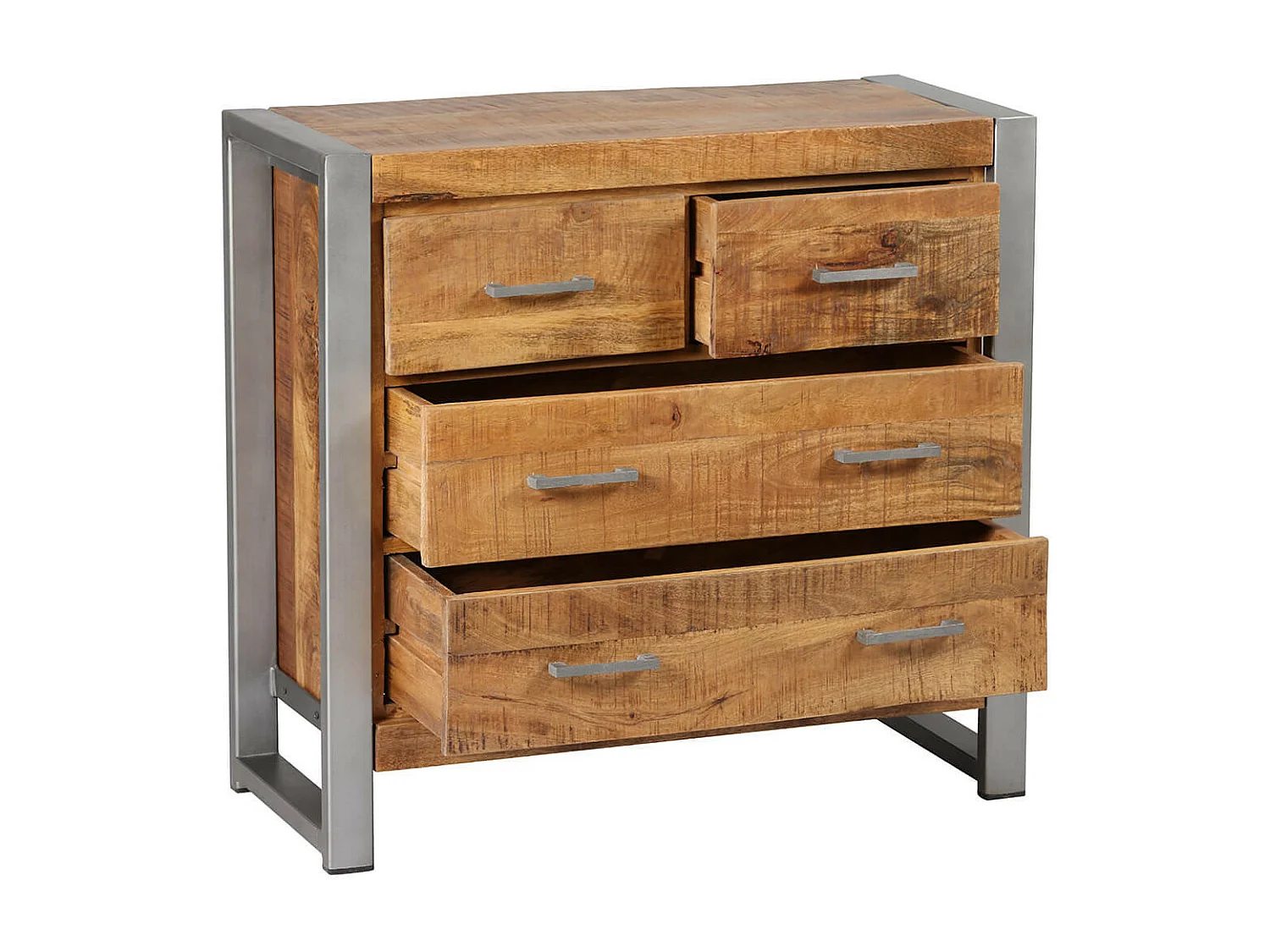 PALISSA - Commode 4 Tiroirs Bois et Acier Patiné