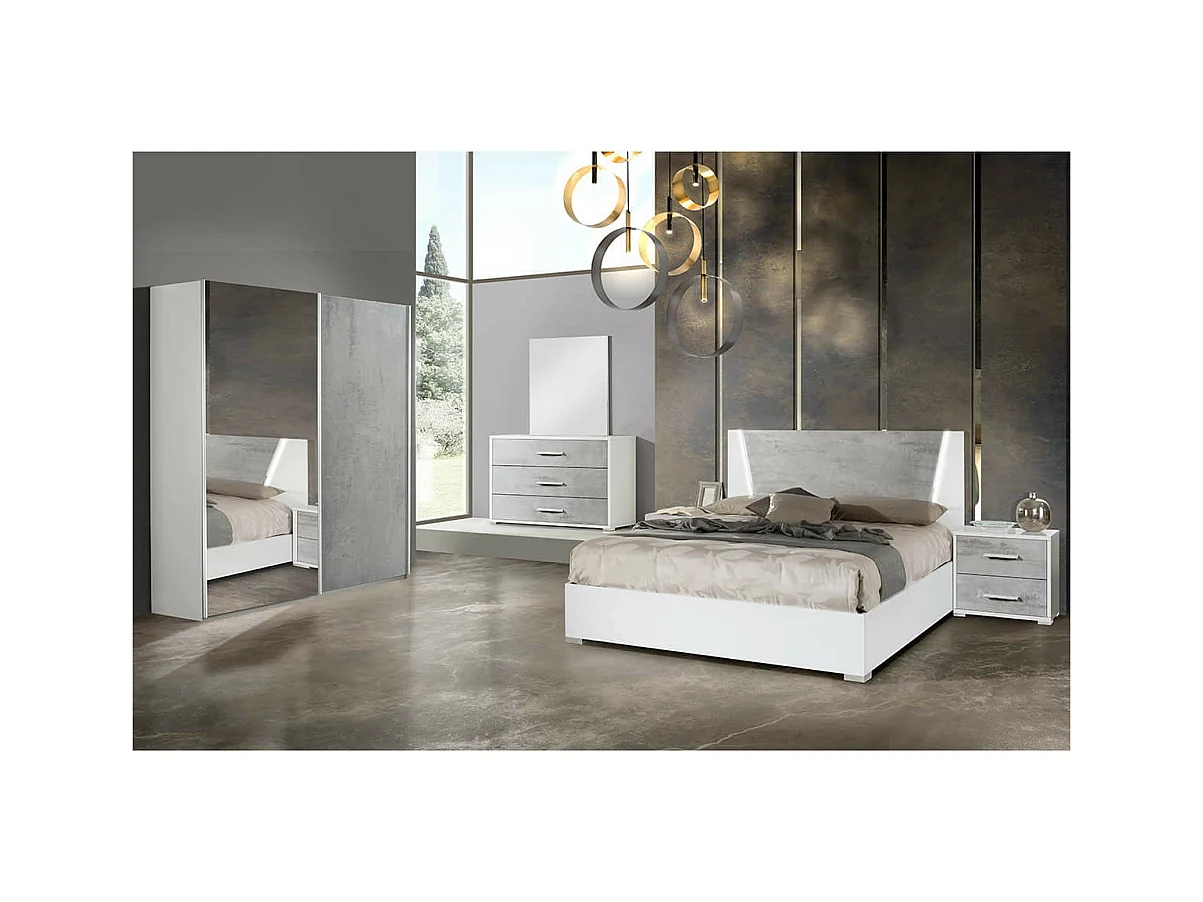 LANA - Commode 3 Tiroirs Façades Aspect Ciment