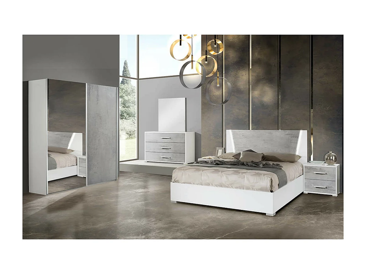 LANA - Commode 3 Tiroirs Façades Aspect Ciment