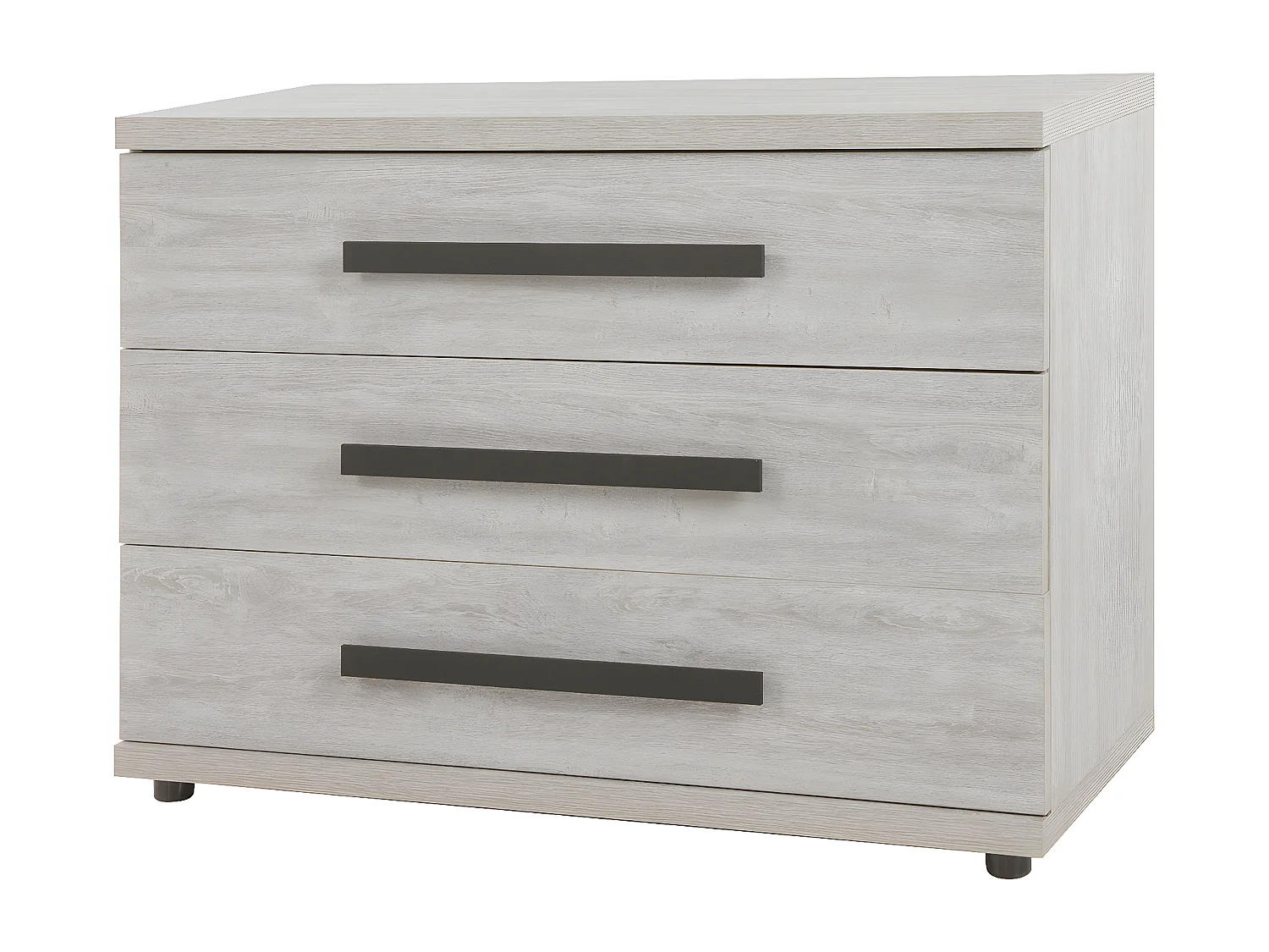 MARJORIE - Commode 3 Tiroirs Effet Bois Grisé