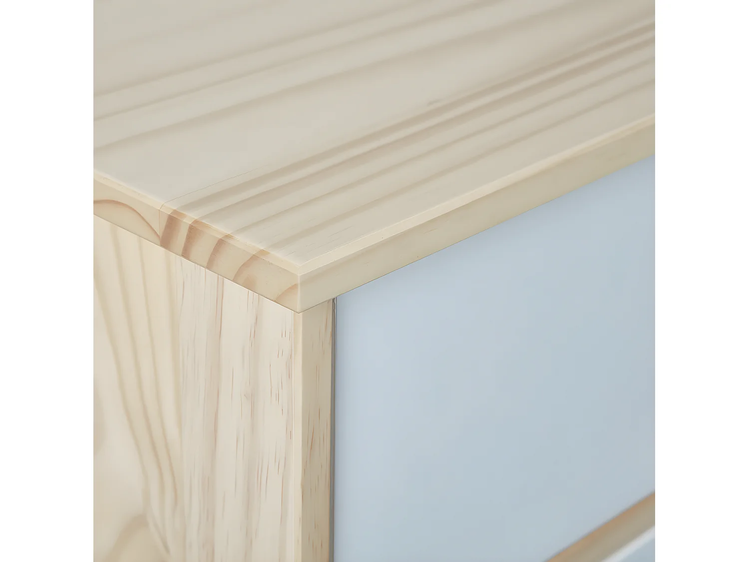 HYBO - Commode 2 Portes 2 Tiroirs Bois Massif et Façades Blanches