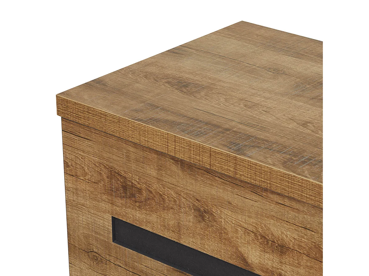 CANDAS - Commode 2 Tiroirs Effet Bois et Béton Anthracite