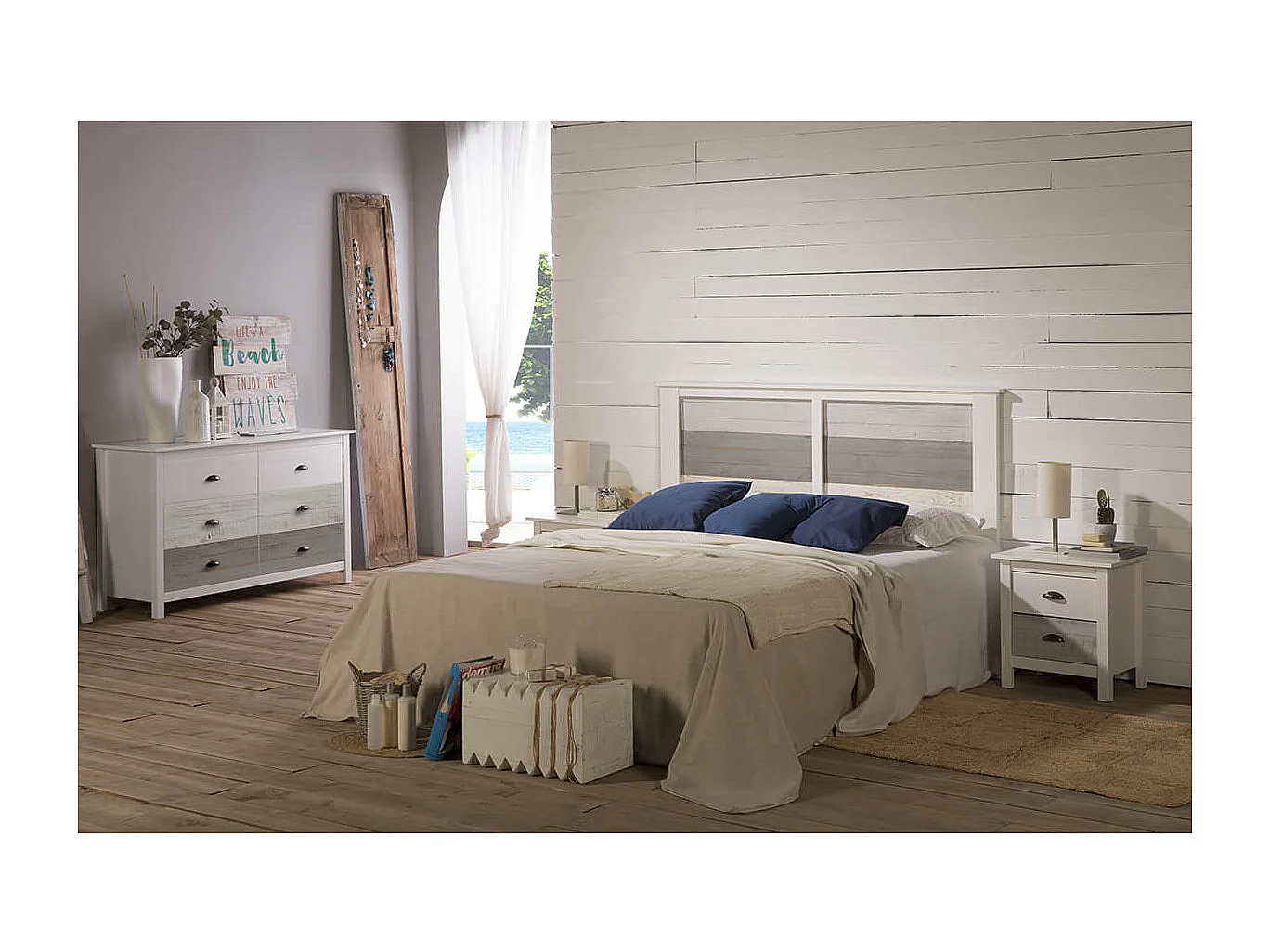 ROSALIA - Commode 6 Tiroirs Bois Aspect Vieilli