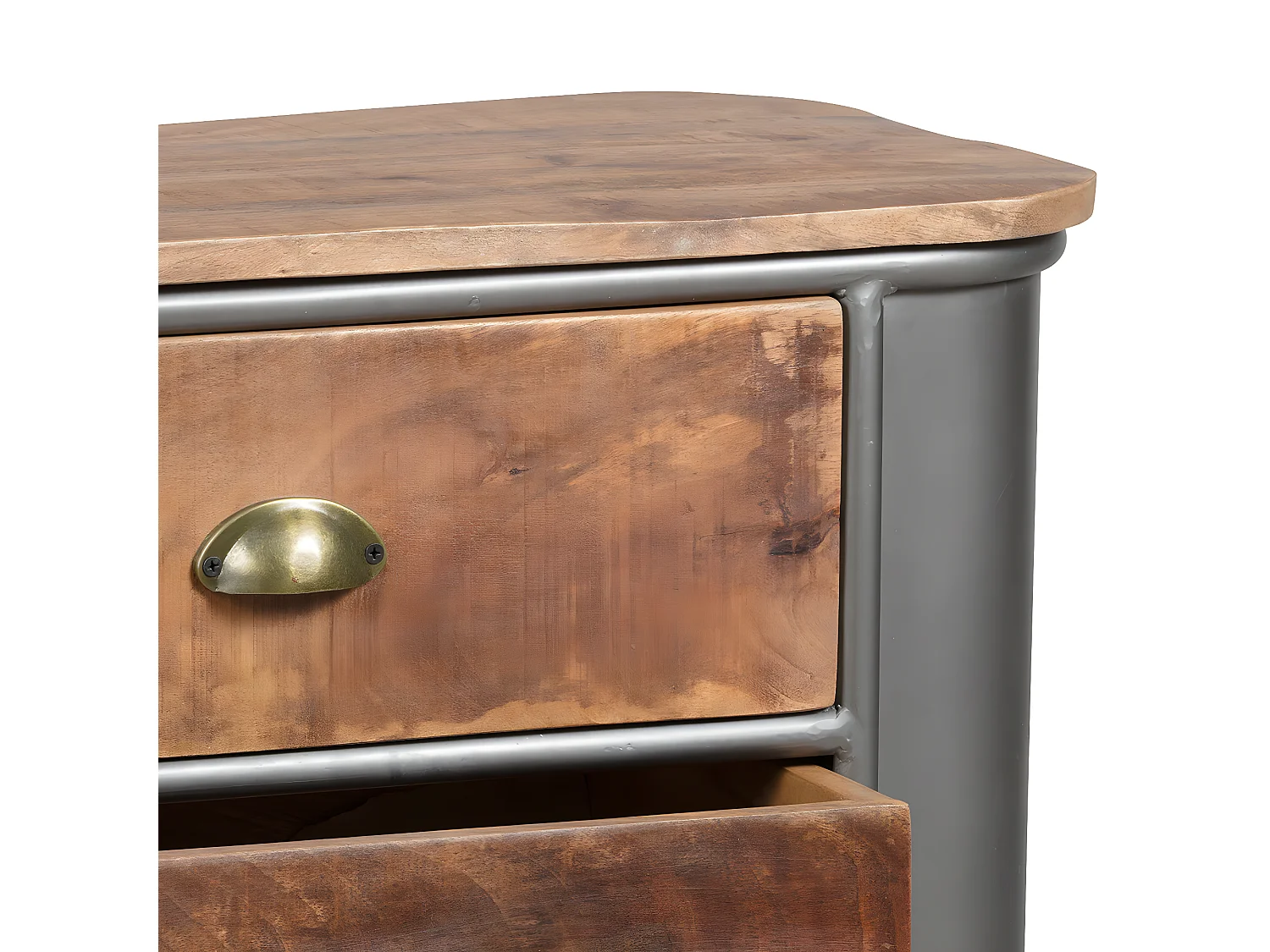 PALISSO - Commode 3 Tiroirs Bois et Acier Patiné