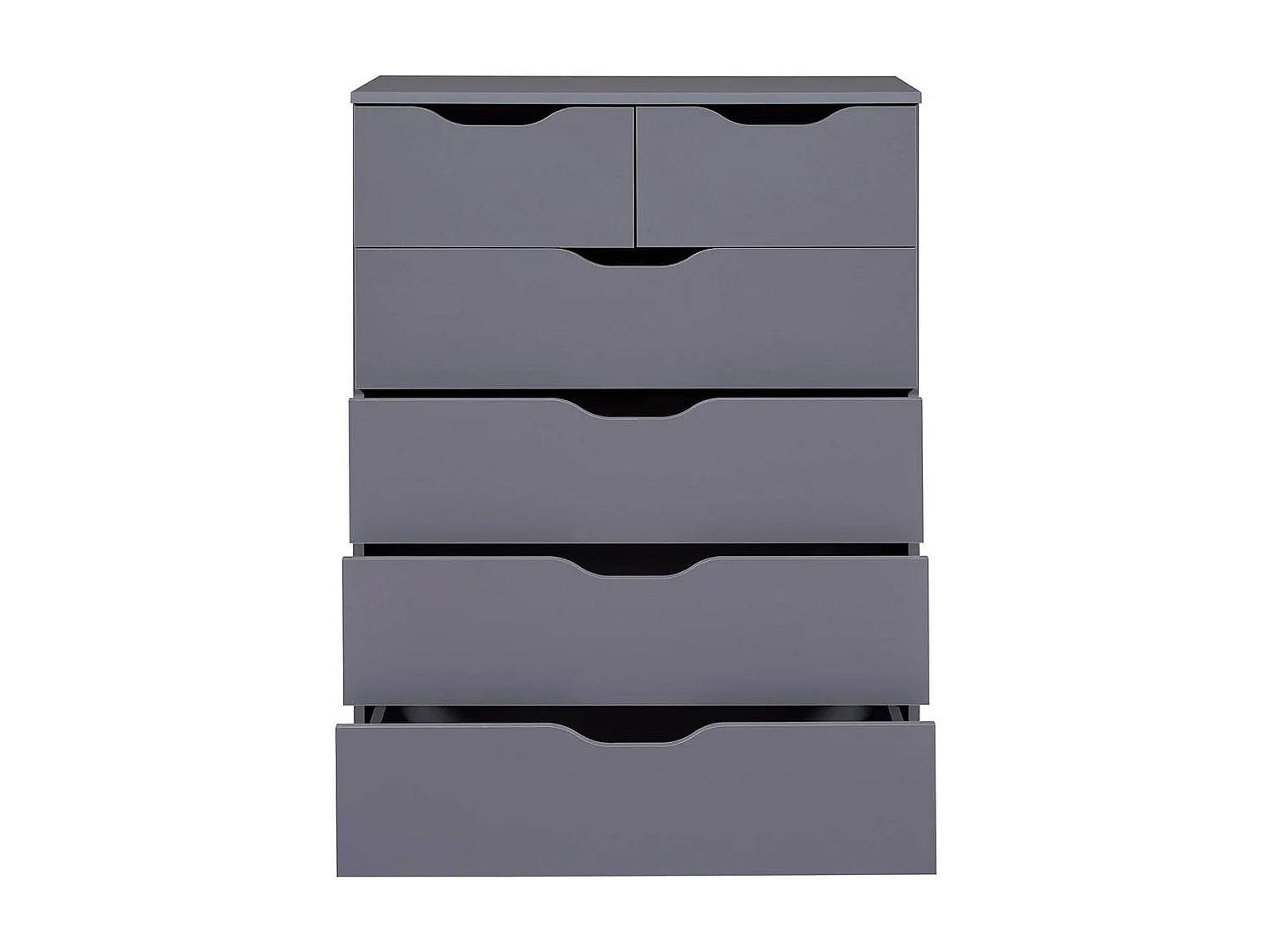 JENNY - Commode Haute 6 Tiroirs Coloris Anthracite