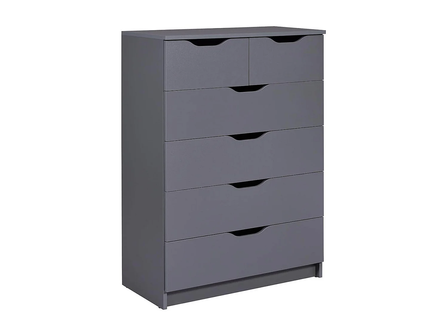 JENNY - Commode Haute 6 Tiroirs Coloris Anthracite