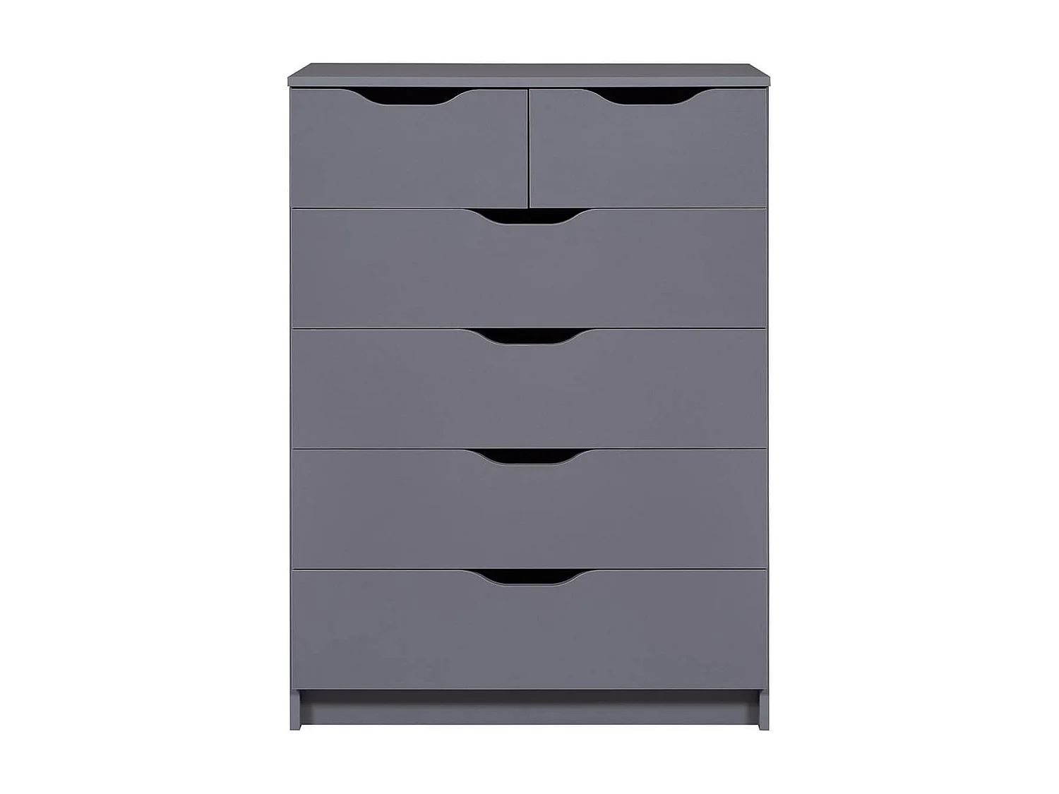 JENNY - Commode Haute 6 Tiroirs Coloris Anthracite