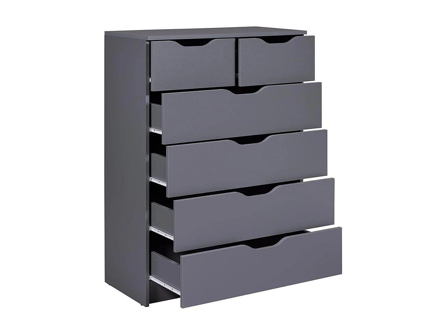 JENNY - Commode Haute 6 Tiroirs Coloris Anthracite