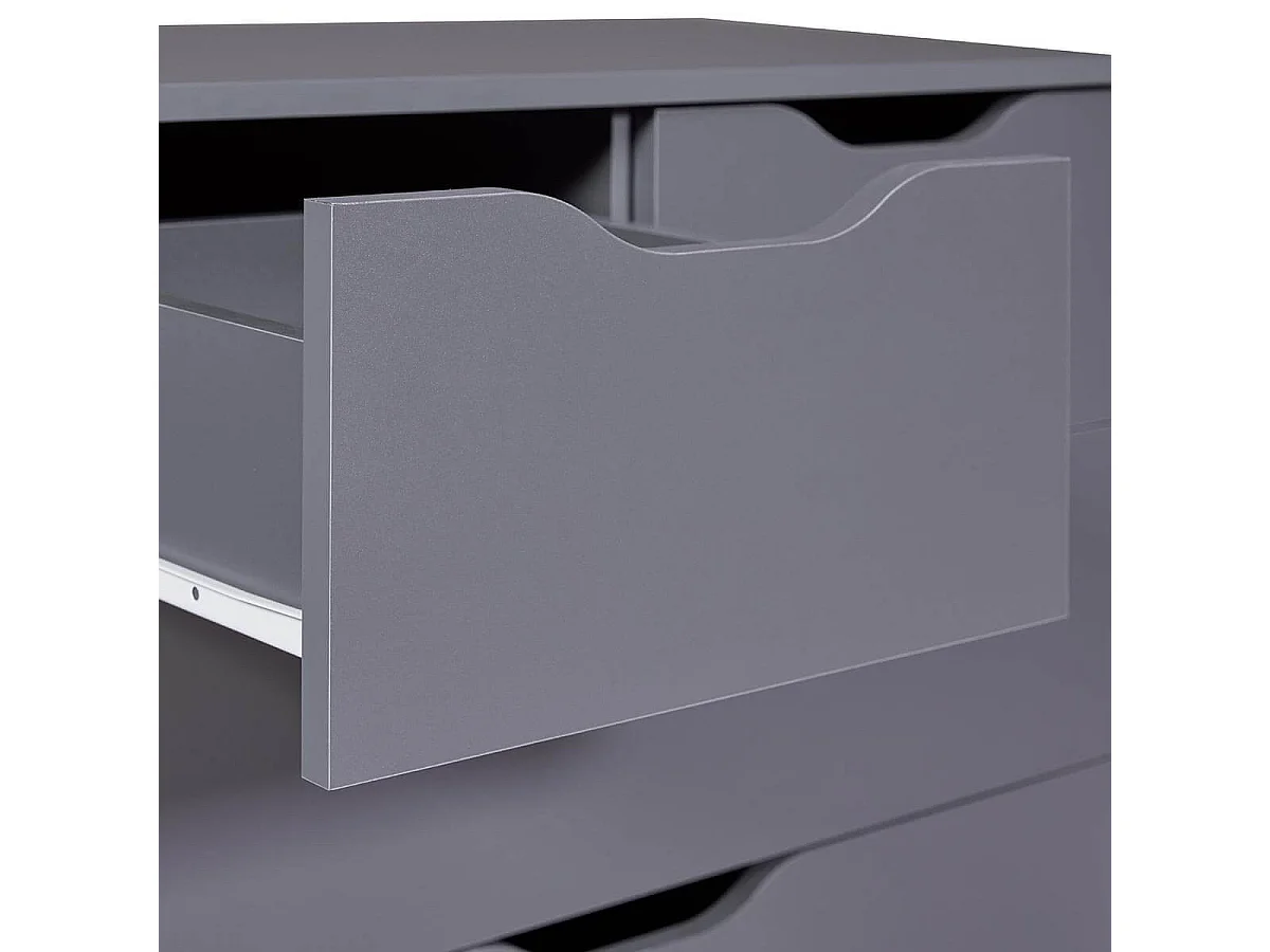 JENNY - Commode Haute 6 Tiroirs Coloris Anthracite