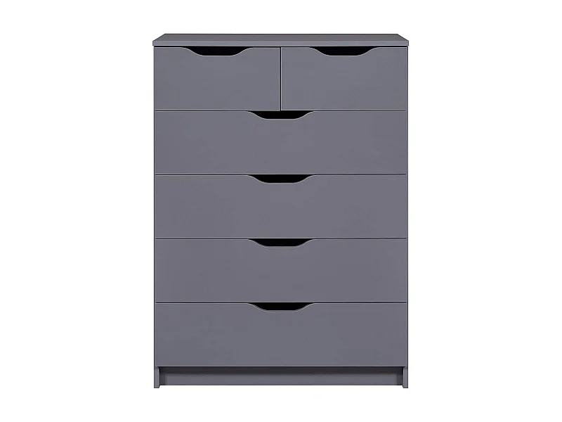 JENNY - Commode Haute 6 Tiroirs Coloris Anthracite