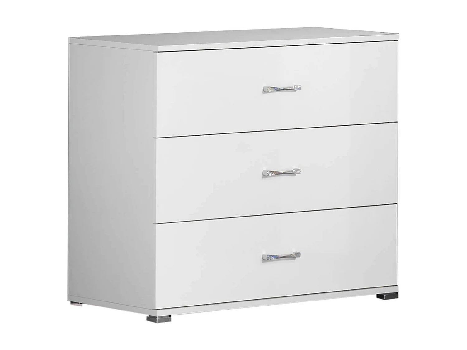 FADILY - Commode 3 Tiroirs Laquée Blanc