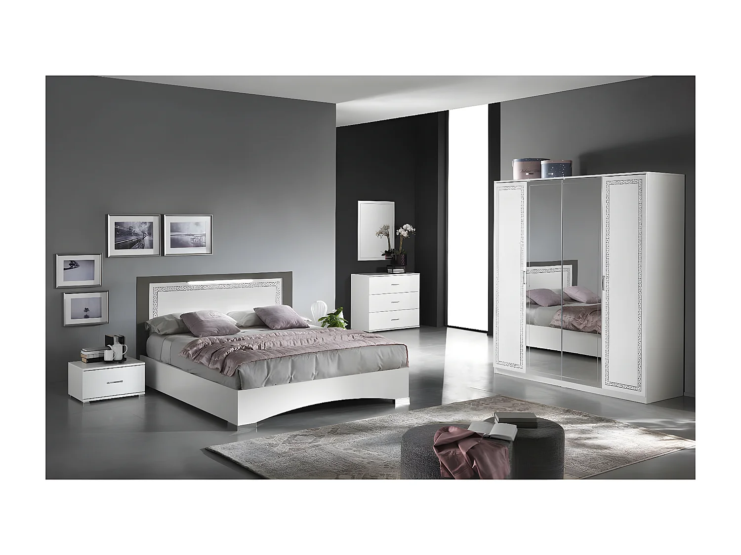 FADILY - Commode 3 Tiroirs Laquée Blanc