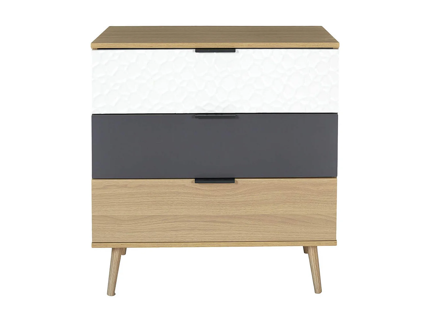 KRAK - Commode Aspect Bois et Motif Craquelé Blanc