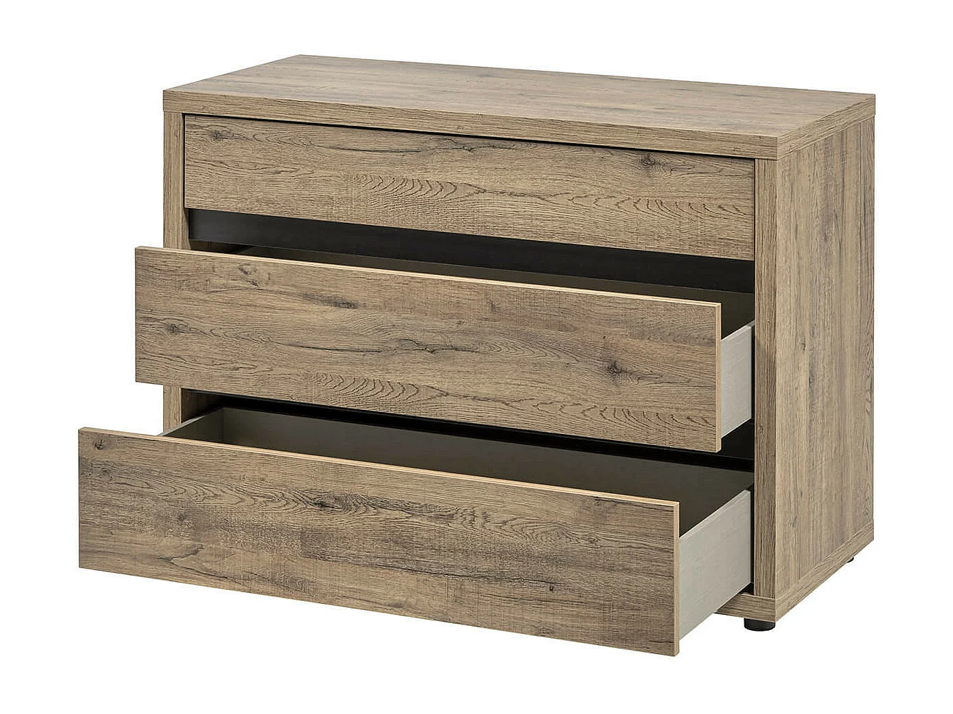 IRISA - Commode 2 Tiroirs Trompe-l'Oeil Aspect Bois