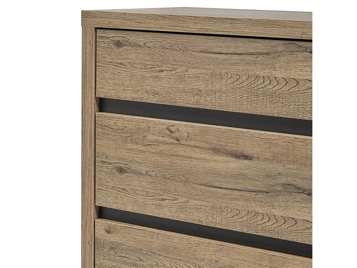 IRISA - Commode 2 Tiroirs Trompe-l'Oeil Aspect Bois