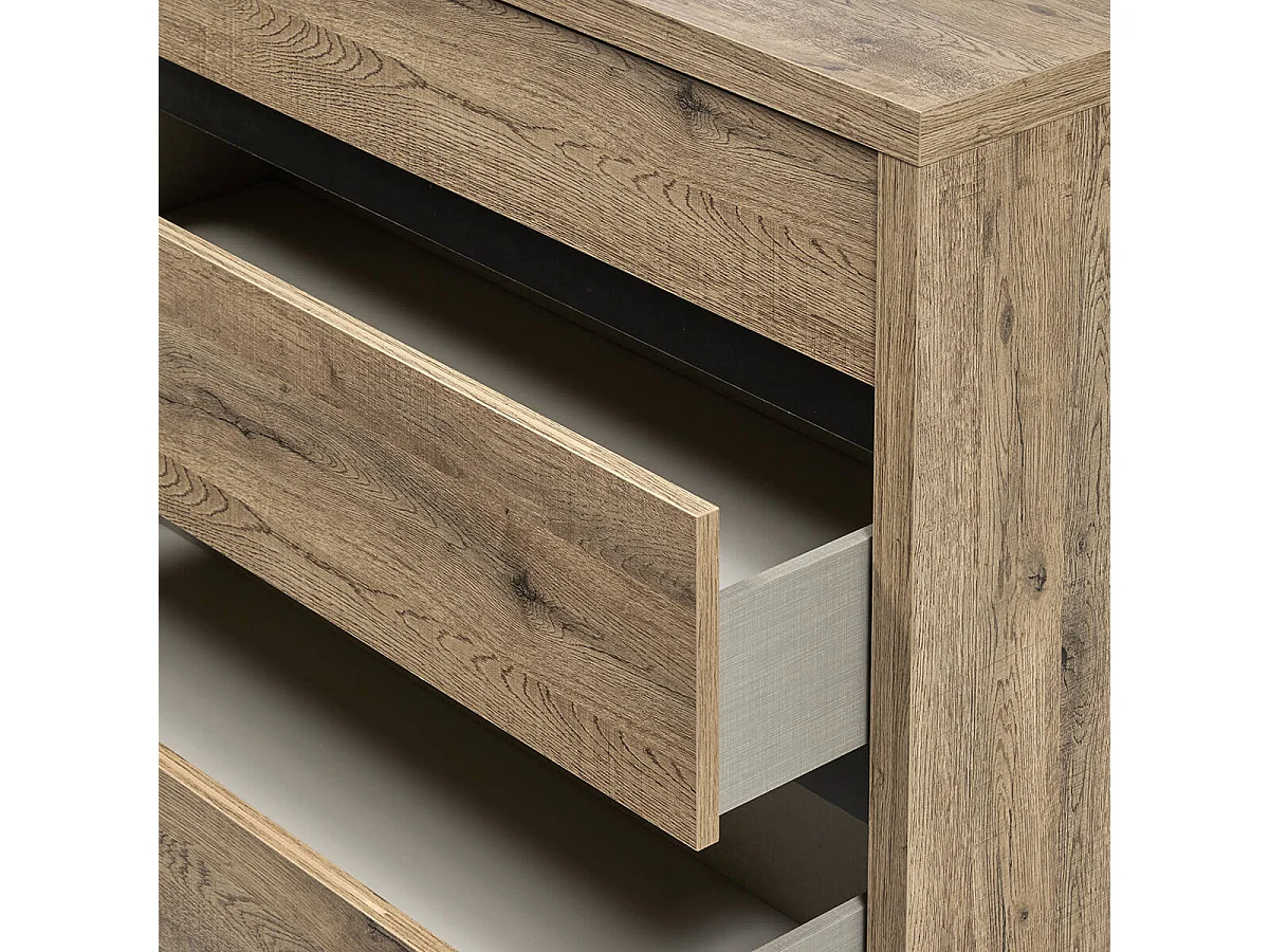 IRISA - Commode 2 Tiroirs Trompe-l'Oeil Aspect Bois