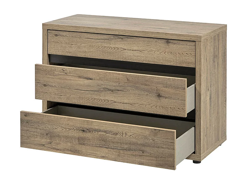 IRISA - Commode 2 Tiroirs Trompe-l'Oeil Aspect Bois