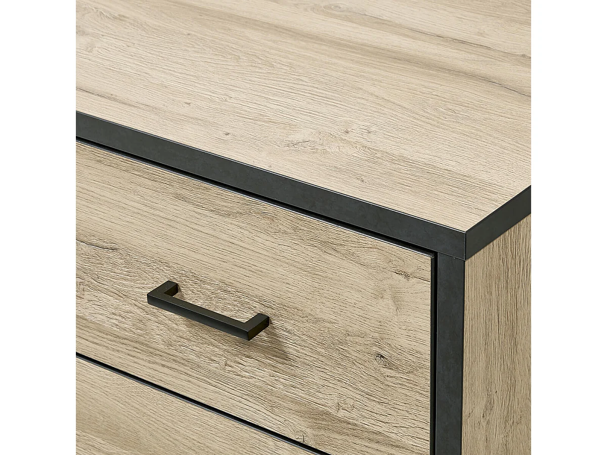 ELEOS - Commode 3 Tiroirs Imitation Chêne