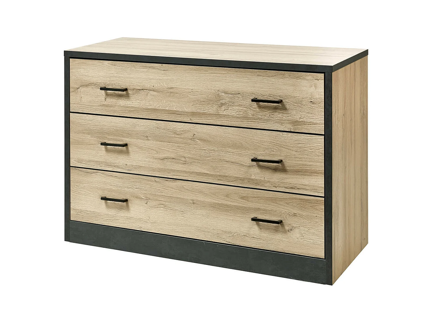 ELEOS - Commode 3 Tiroirs Imitation Chêne