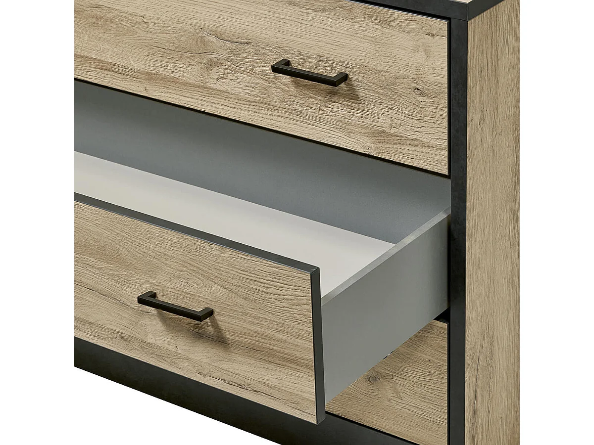 ELEOS - Commode 3 Tiroirs Imitation Chêne