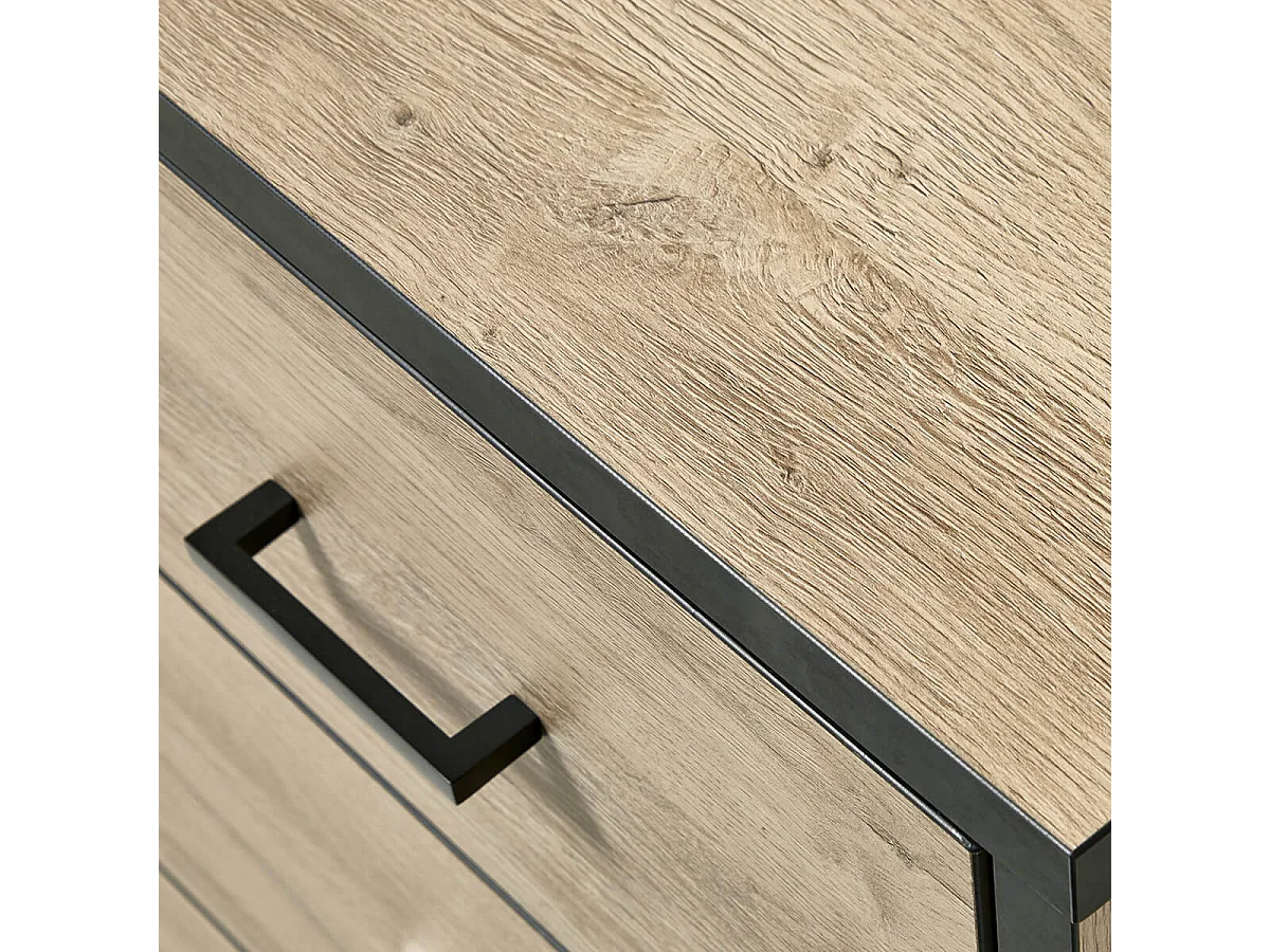 ELEOS - Commode 3 Tiroirs Imitation Chêne