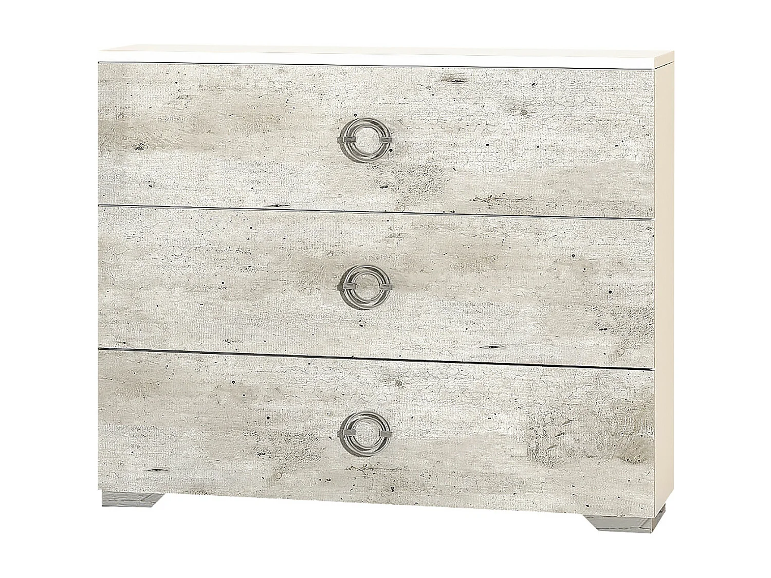 GOYA - Commode 3 Tiroirs avec Poignées Chromées