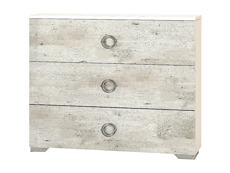 GOYA - Commode 3 Tiroirs avec Poignées Chromées