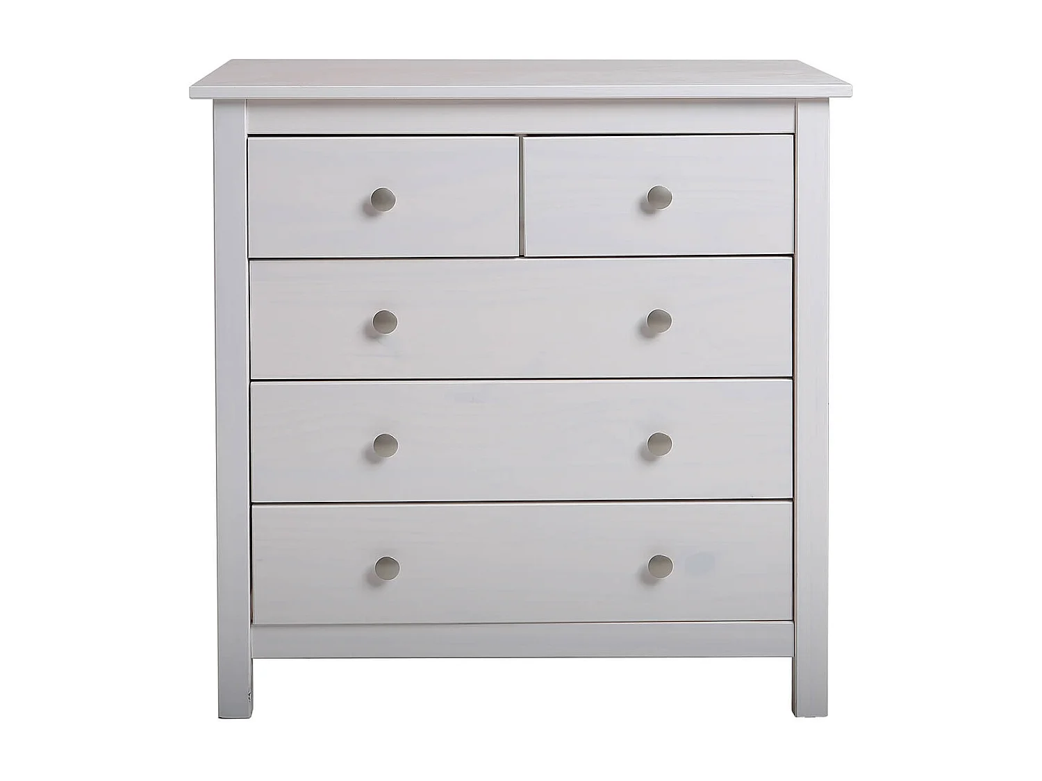 FRED - Commode 5 Tiroirs Bois Massif Coloris Blanc