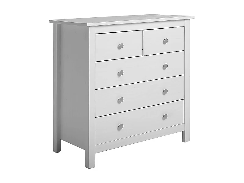 FRED - Commode 5 Tiroirs Bois Massif Coloris Blanc