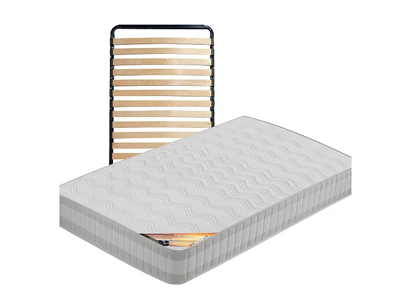 TAHITI - Pack Matelas + Lattes 90x190