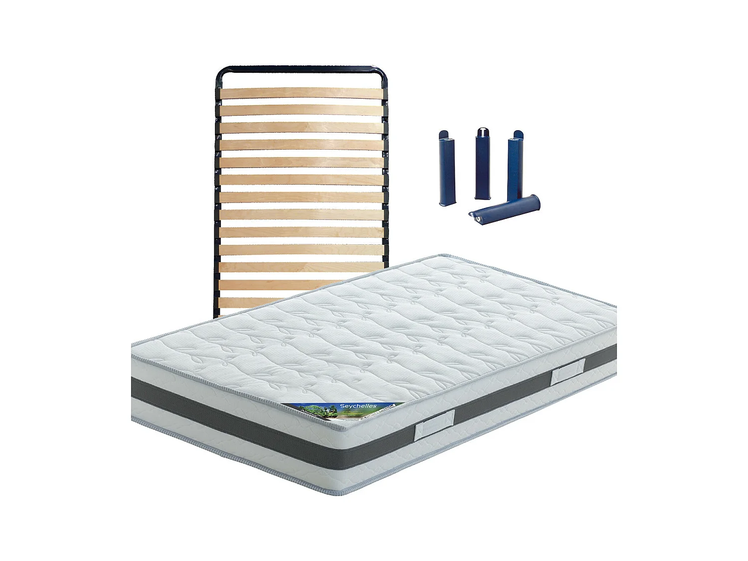 SEYCHELLES - Pack Matelas + Lattes 80x200 + Pieds