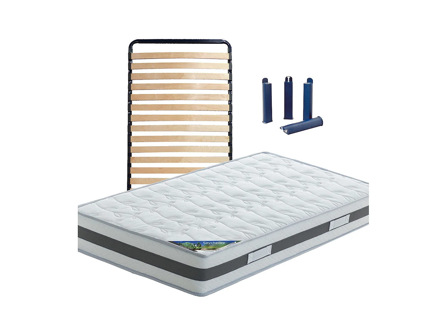 SEYCHELLES - Pack Matelas + Lattes 80x190 + Pieds