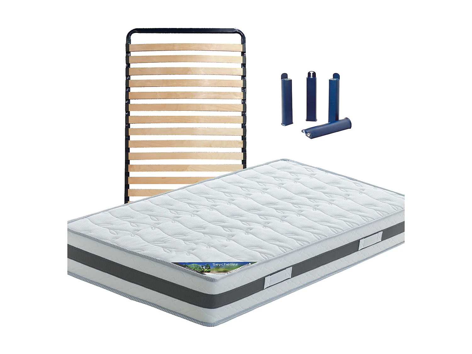 SEYCHELLES - Pack Matelas + Lattes 80x190 + Pieds