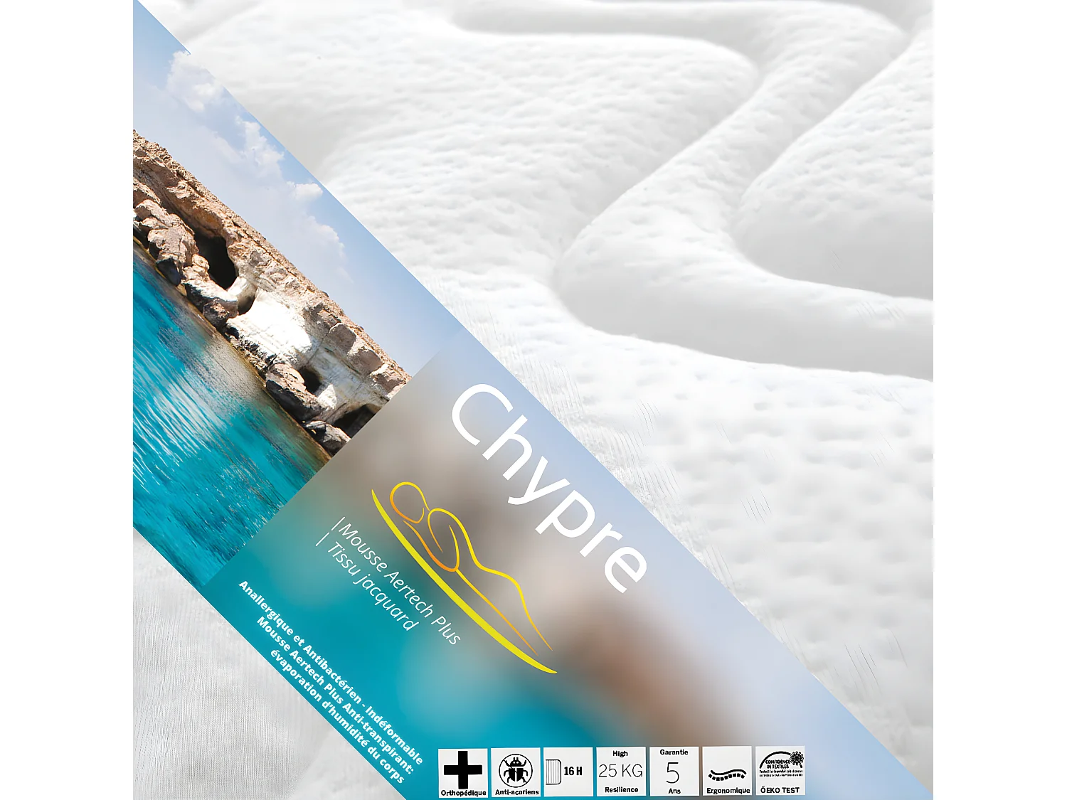 CHYPRE - Pack Matelas + Lattes 90x200