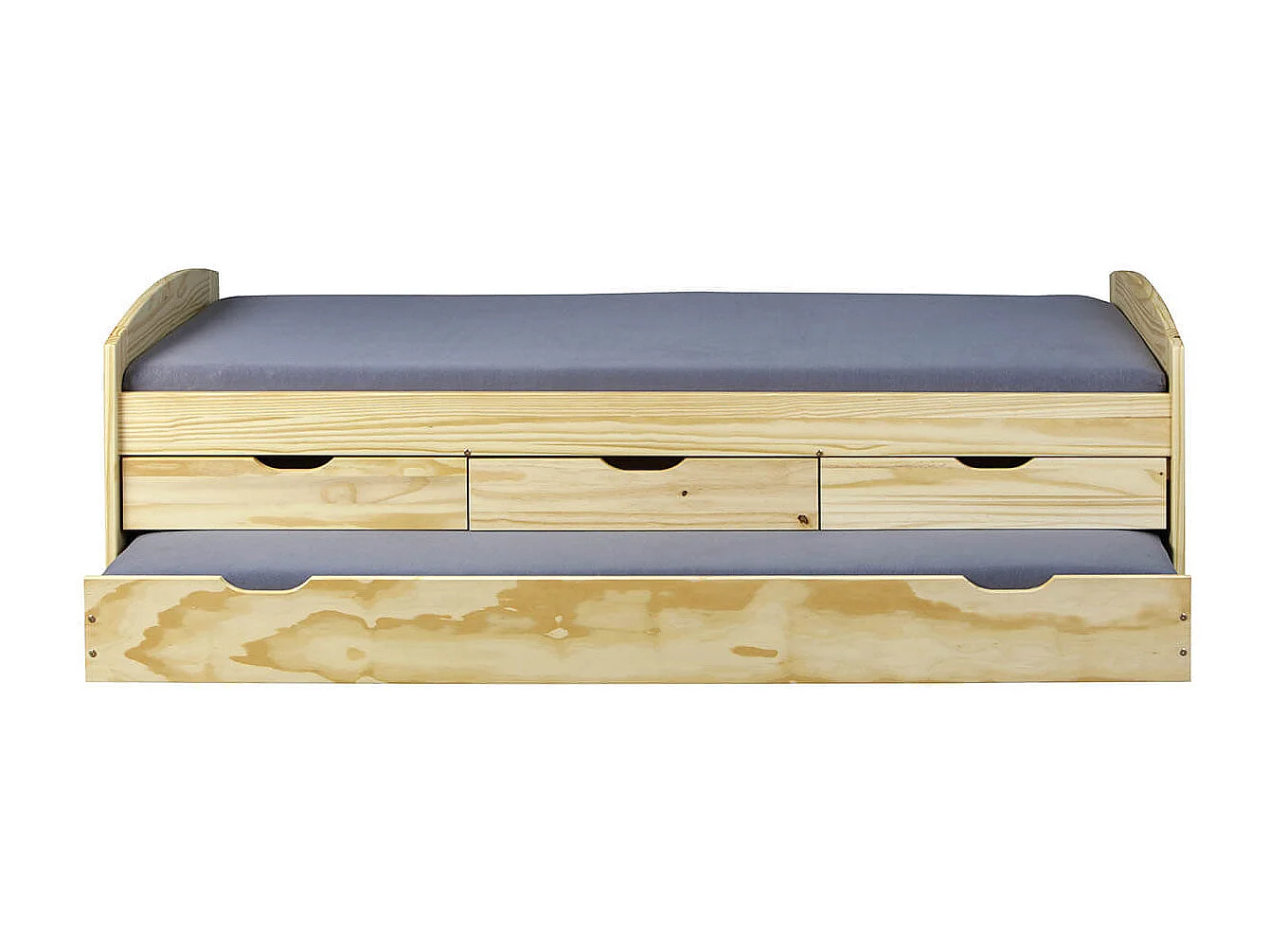 OLIVER - Lit Gigogne 90x200cm + 3 Tiroirs Bois Massif