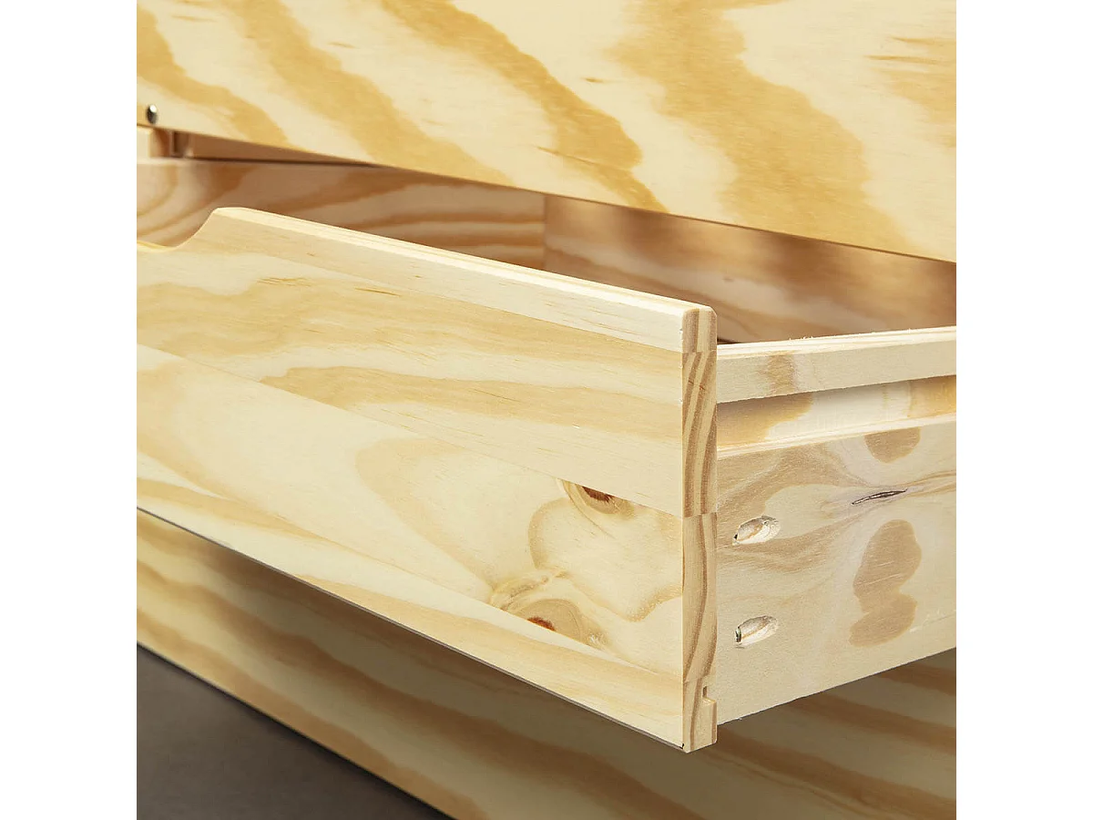 OLIVER - Lit Gigogne 90x200cm + 3 Tiroirs Bois Massif