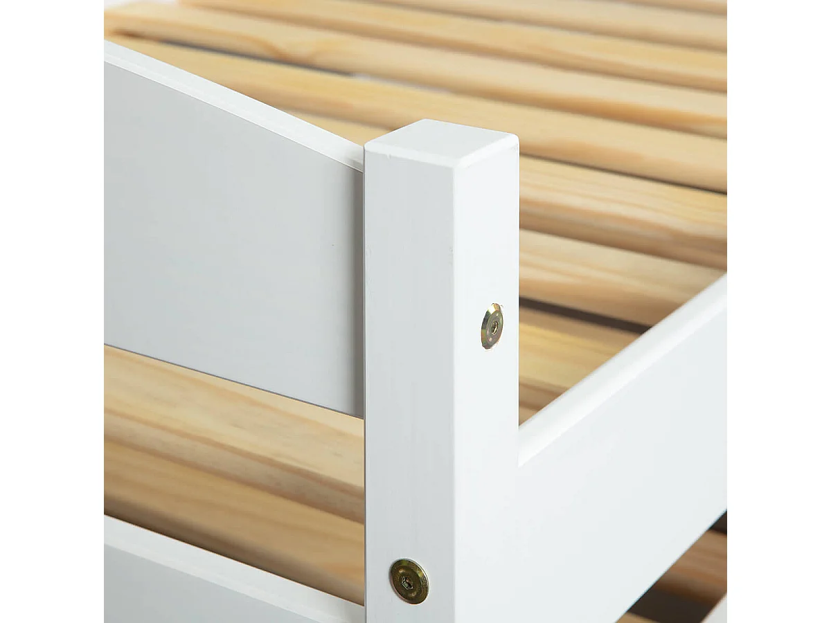 BRODI - Lit  90x200 cm Gigogne Vernis Blanc