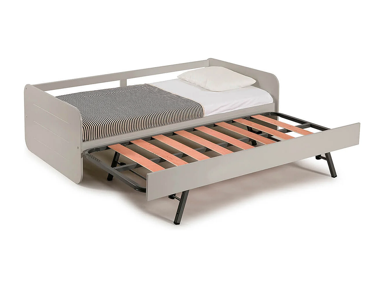 ZELLA - Lit Gigogne 90x190 cm coloris Gris